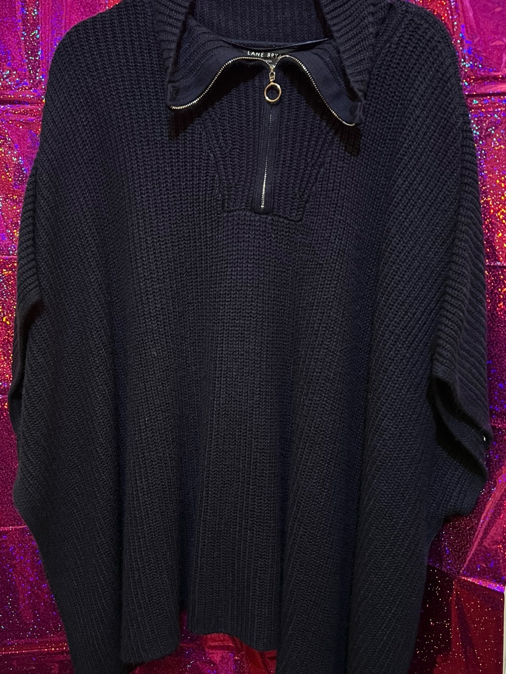 Lane Bryant Navy Half-Zip Pullover Sweater